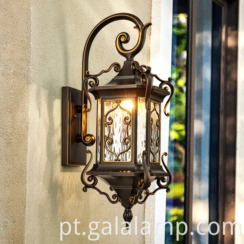 Lâmpada de jardim à prova d'água no estilo europeu para iluminação de parede externa